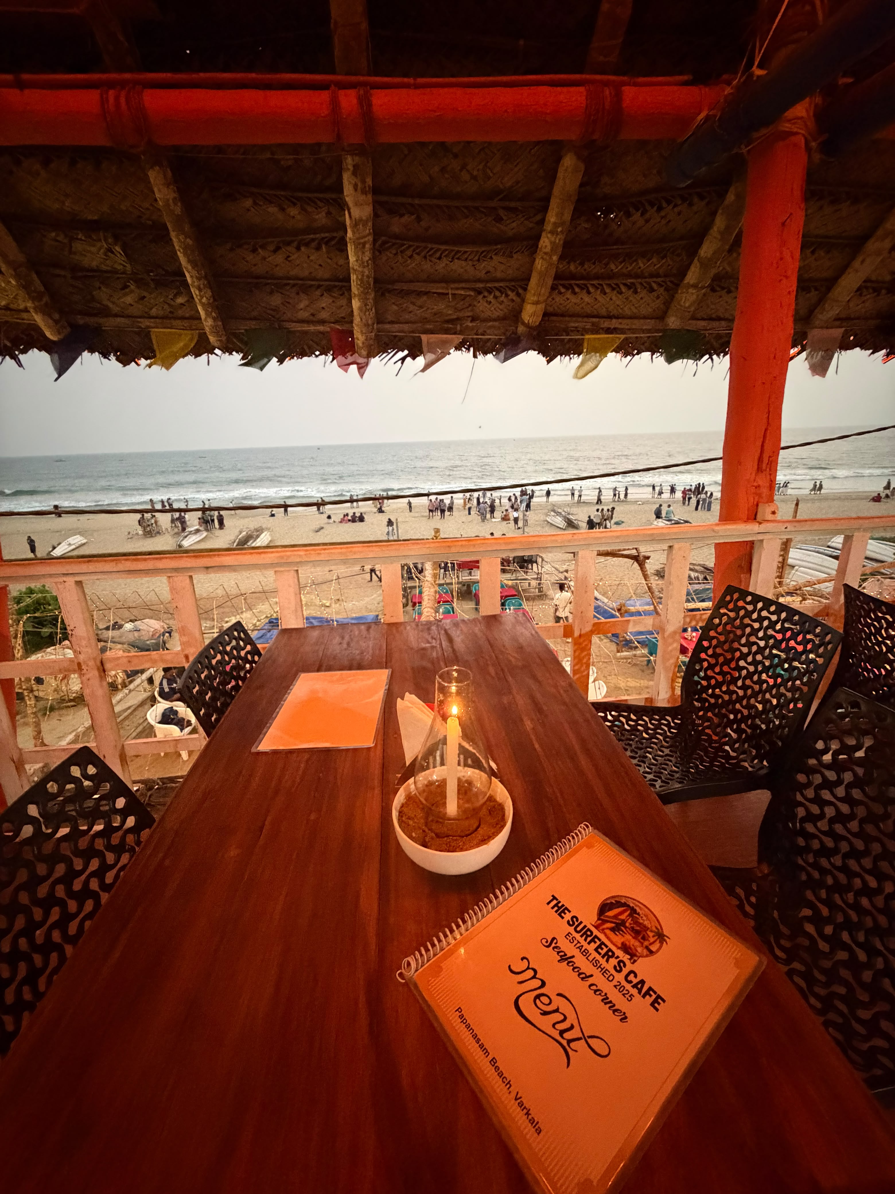 Menu and candle, upstairs dining