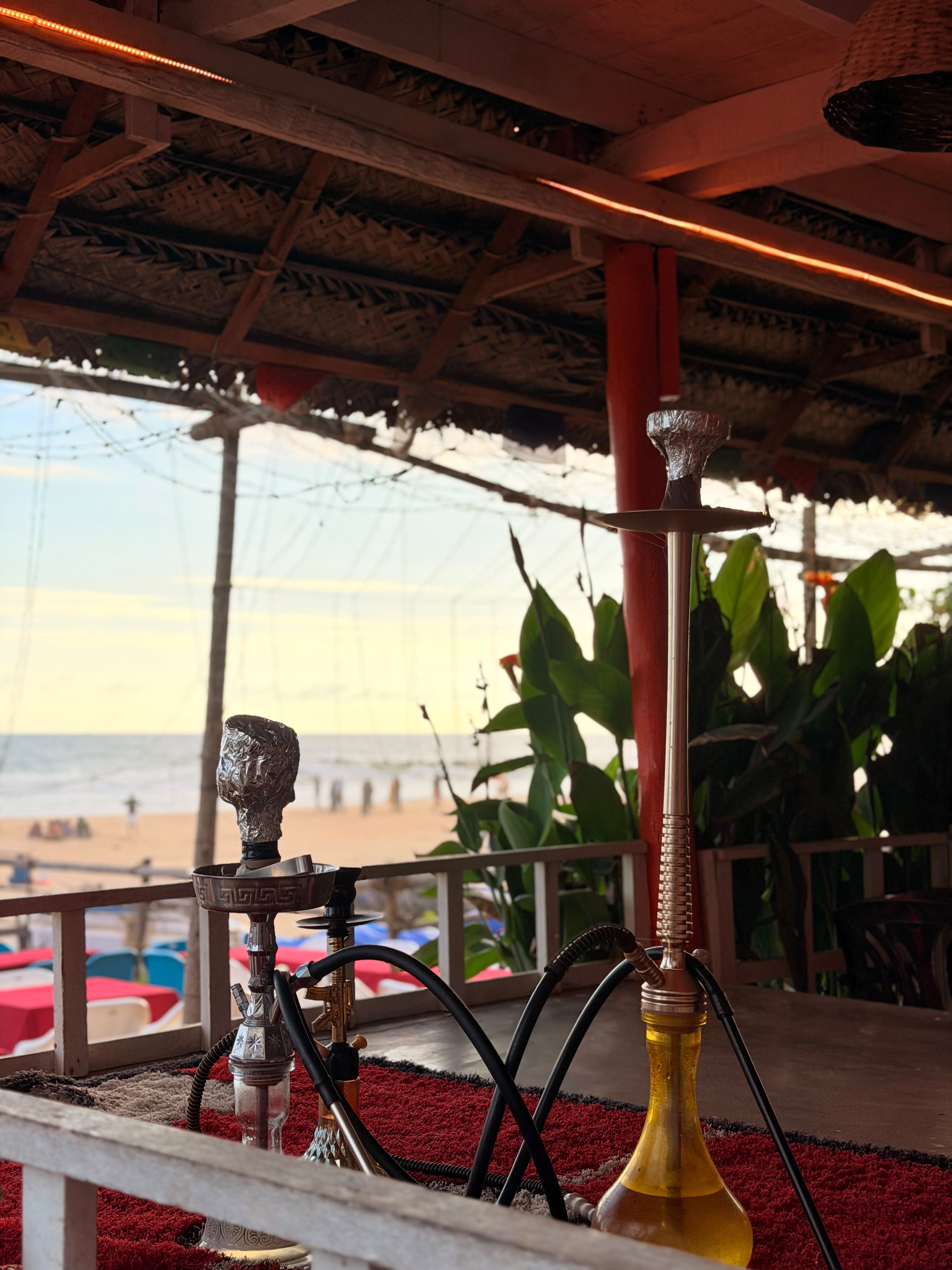 Shisha with ocean view at dusk